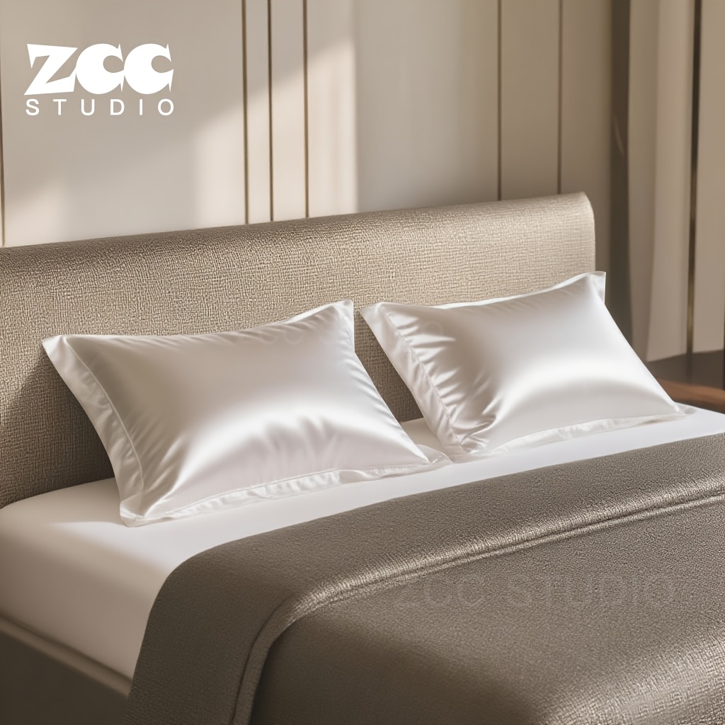 2pcs Set Of Luxurious Pillowcases, Satin, Solid Color Envelope Closure, Hand Wash , Suitable For Hair And Skin, Cool -like Pillowcases, Gift For Women And Men (48 X 74 Cm/18 X 29.13 Inches)