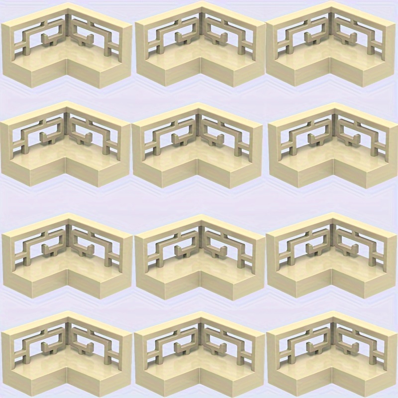 Image of Set Of 12 Building Blocks For A House, , Farm, , And A Carved Fence For A Ranch, Perfect For Animal Scenes, Ideal As Christmas Or Birthday Gifts