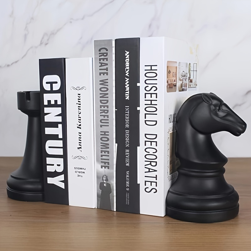 TEMU Decorative Bookends, Chess Bookends, Modern Bookends Book Riser, Heavy Duty Bookends Office, Home, Living Room Decoration