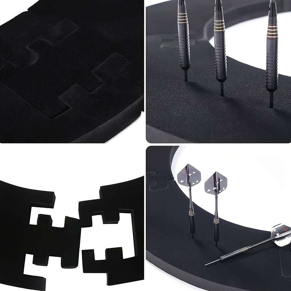 A Black Dartboard Holder Made of EVA Foam for Wall Decoration, Featuring a Protective Pad That Easily Snaps Onto a Standard Dartboard. It Includes a Easy-To-Install Protective Ring And Can Serve As a Wall Sticker, Making It a Great Gift for Parents