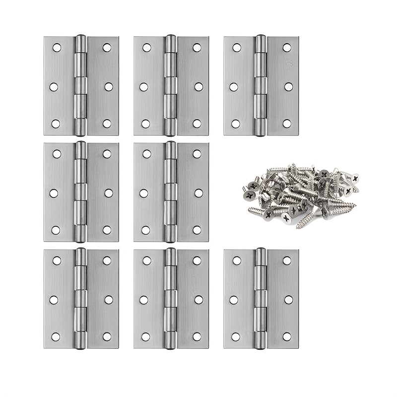 TEMU 8-pack Door Hinges | Metal, Brushed End, , Suitable For Indoor Rooms, Outdoor Windows, Pet Houses, And Home Decoration