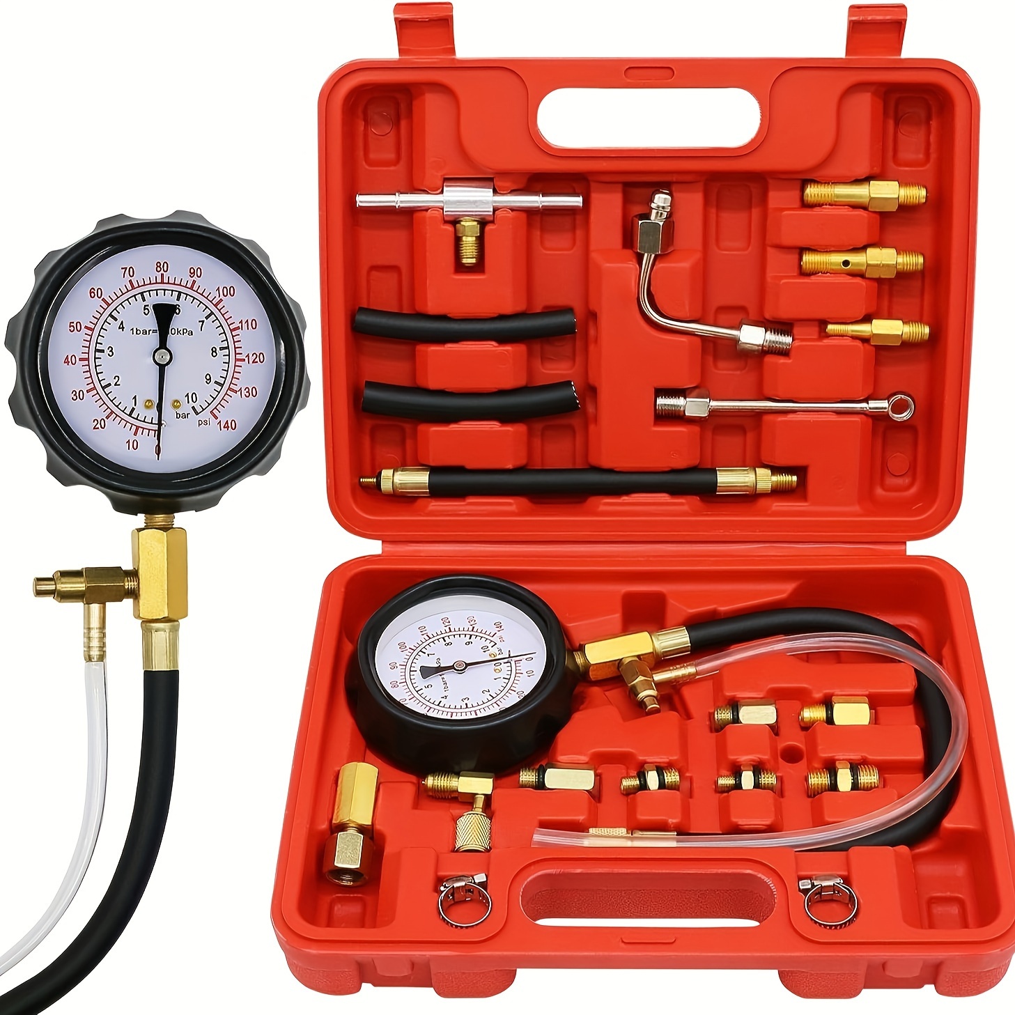 

Fuel Pressure Gauge Tu-114 Fuel Injector Pump Pressure Tester 0-140psi Fuel Injector Injection Pump Pressure Tester Gauge Kit Car Tools