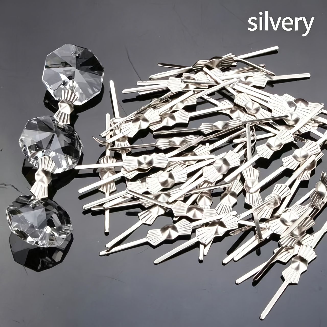TEMU 250/300pcs Broches Papillon Fermoirs pour Rideaux en Cristal Perles Octogonales, Boucles de Fixation de Pendentifs pour Lustres de Table,