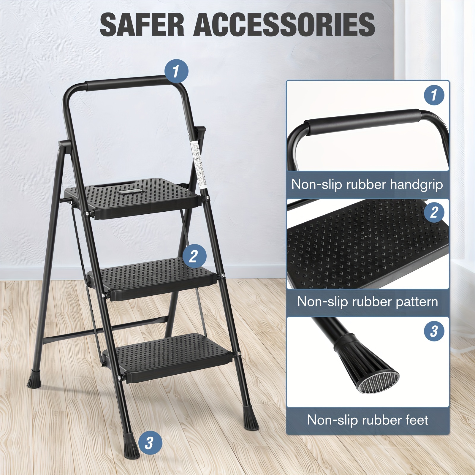 

2/ 3 , Stool, Portable Steel Folding Stool And Handgrip For Household