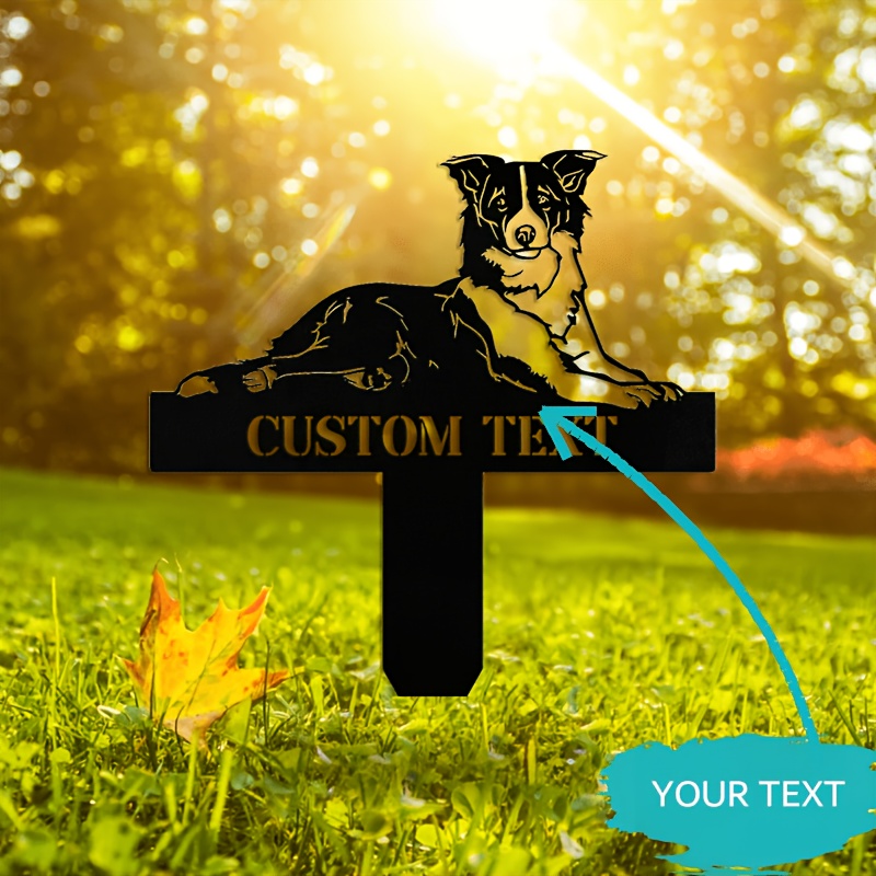 1pc Unique Border Collie Garden Fence Sign, Personalized Metal Sign, Humorous Outdoor Decoration, Durable Metal Material, No Battery Required