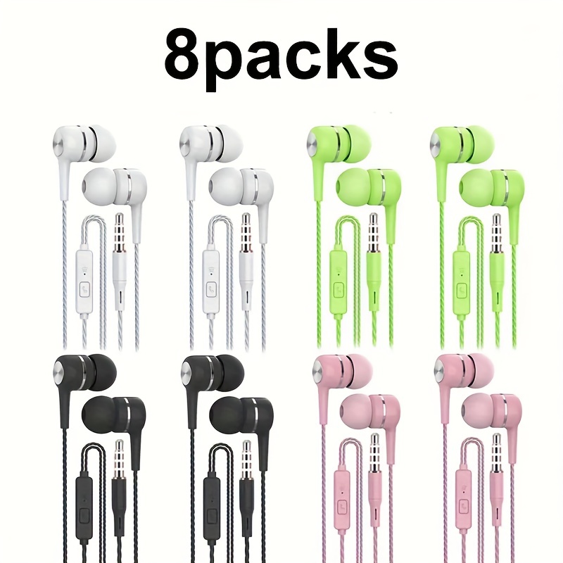 4 8pcs noise canceling in ear headphones with microphone powerful   high definition 3 5mm jack   free cables suitable for mp3 computer gaming live streaming karaoke sports running   gift for adults