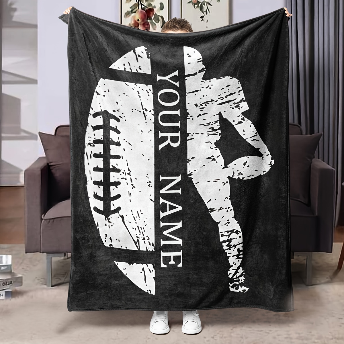 

1pc Customizable Blanket, Nap , -use For Sofa, Bed, , , Camping & , , , , Polyester , Knitted , , 250-300g