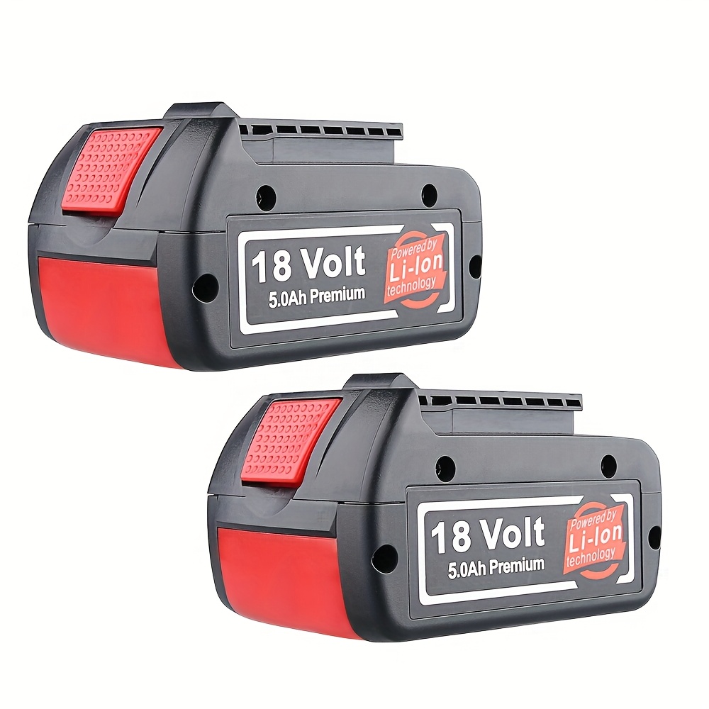 TEMU 2pack Replacement For 5000mah Bosch 18v Battery Lithium Ion Rechargeable Battery Compatible For Bosch Tools Bat609 Bsl1810 Battery
