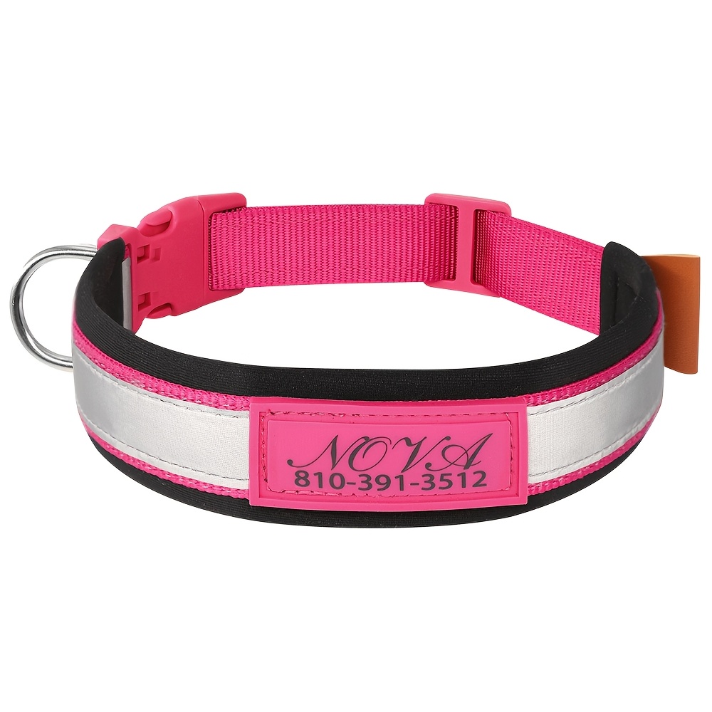 TEMU [customized] Personalized Label Reflective Diving Collar, Plastic Label Customized And Phone Number, Anti-pet Lost, Light Reflective