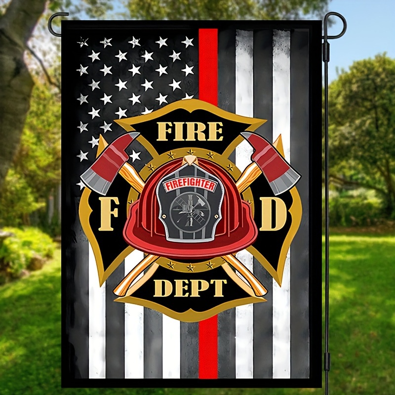 

1pc, Thin Red Line Maltese Cross American Firefighter Yard Garden Flag, Thin Red Line Flag, Fire Department Flag, American Flag, Double Sided Waterproof Burlap Flag, Lawn Decor, Patio Decor 12*18inch