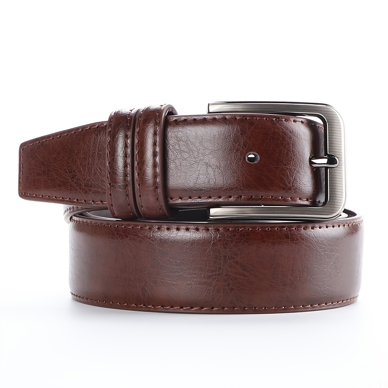 Set of 2 Men's Genuine Leather Ratchet Belts with Adjustable Buckles, Fits Waist Sizes 32"-44" for Business and Casual Wear