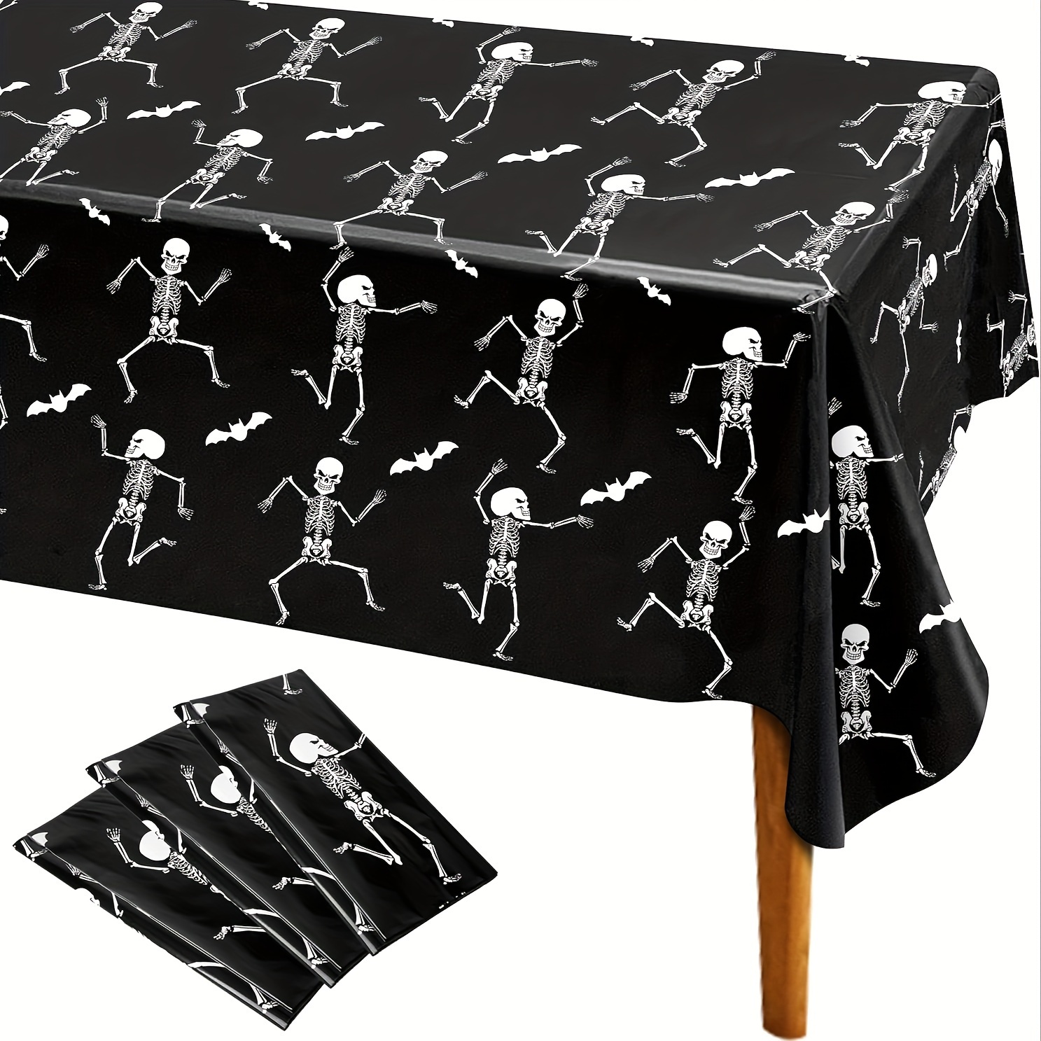 

3 Packs Disposable Tablecloth 54" X 108 "plastic Waterproof Tablecloth, Rectangular Skeleton Tablecloth Themed Party Home Decor