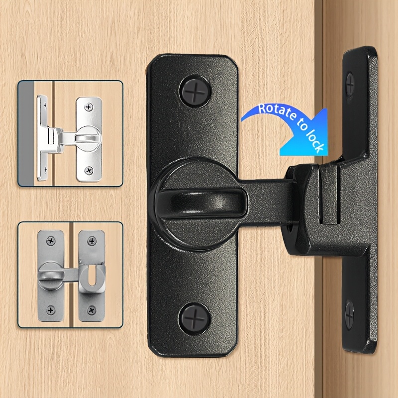 

1pc Heavy-duty Aluminum Alloy Flip Barn Door Lock, 90/ Dual-opening, Entry - Powder Coated For Security Of Sliding Barn Doors In Home & Garage