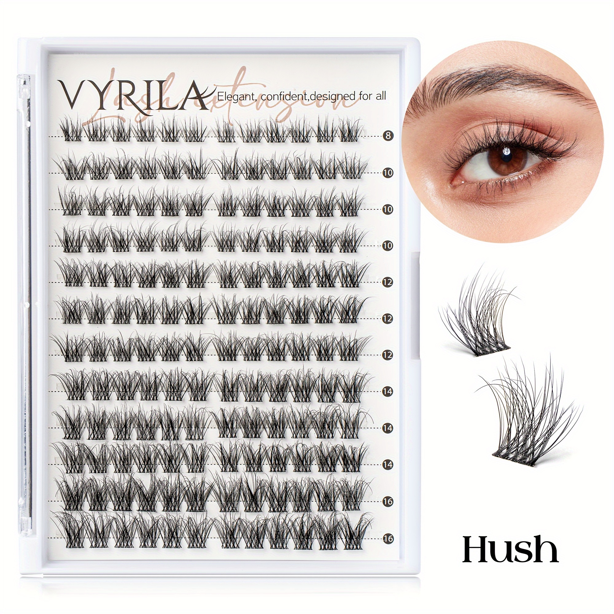 Image of Vyrila Material Eyelash Clusters Individual Lashes Fluffy Lashes, 8-16mm, C , Natural, Soft, , Easy To Apply, Perfect For Beginners False Eyelashes For Halloween Or Christmas Natural Cluster