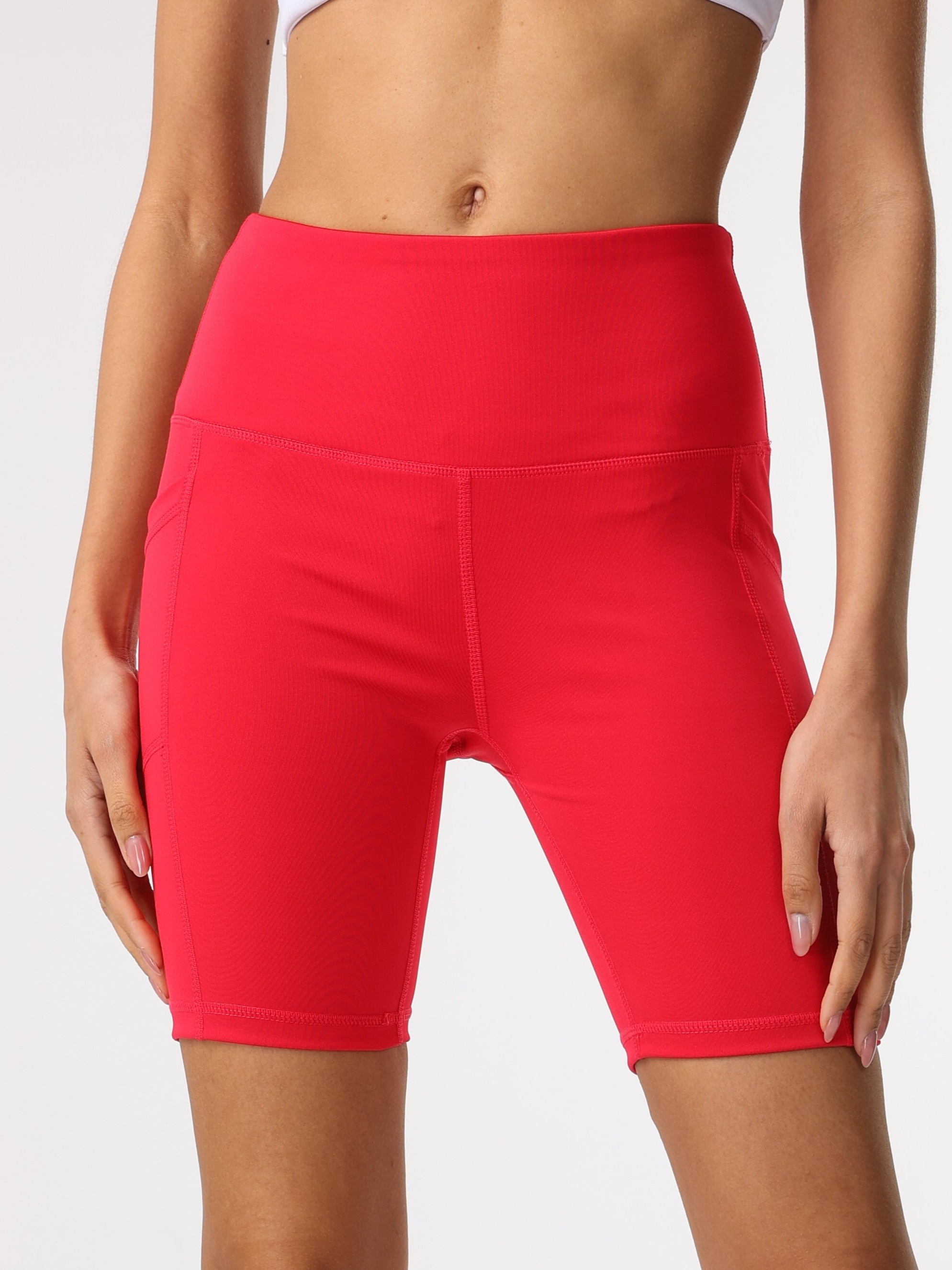 Shorts De Yoga De Cintura Alta En Color Sólido Con Bolsillo, Shorts  Elásticos Para Correr Y Hacer Ejercicio, Ropa Deportiva Para Mujer