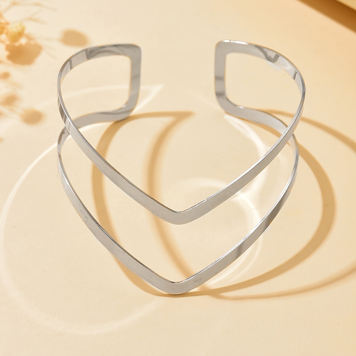 Women's Bohemian Retro Geometric V-Shape Double Layer Open Bangle