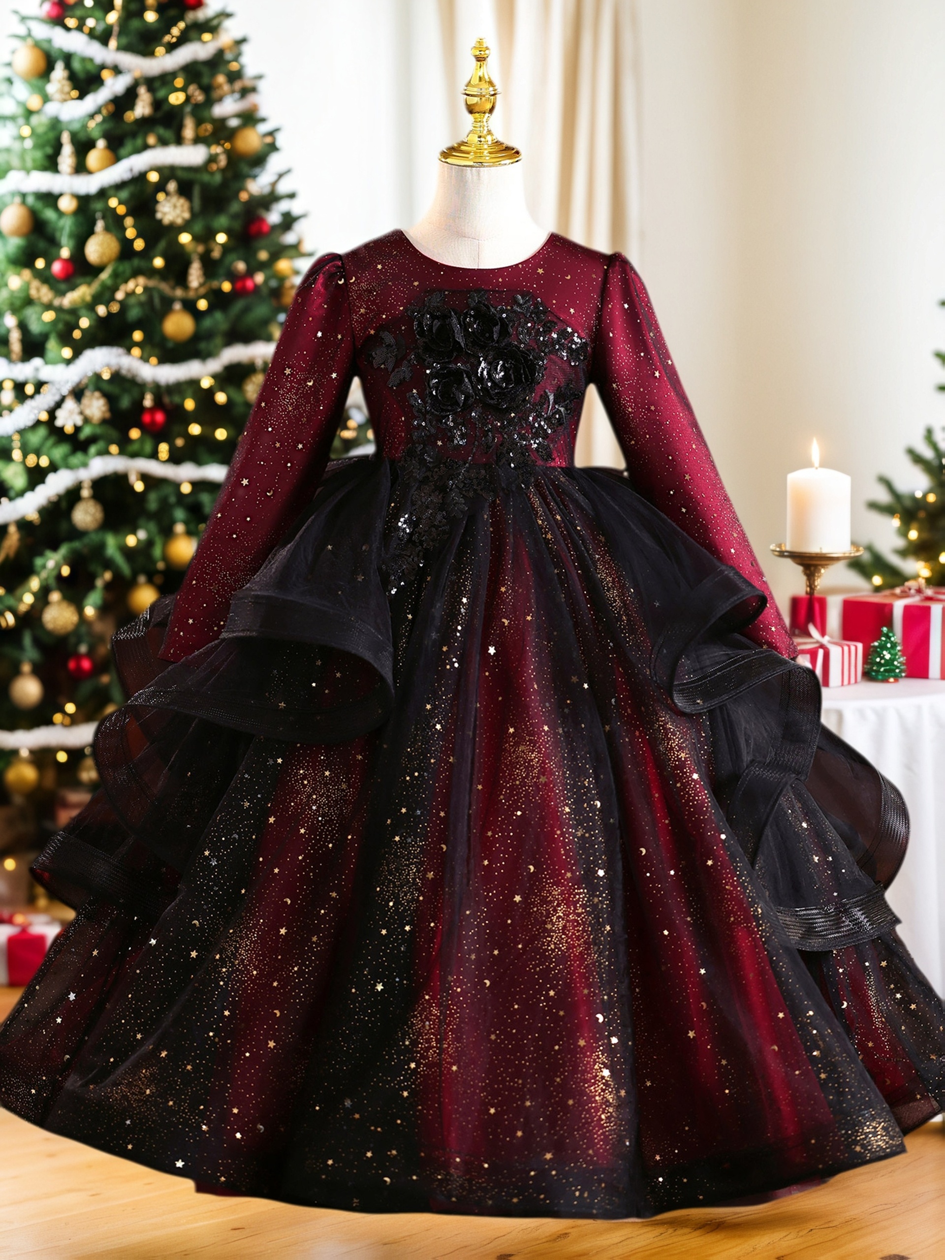 slim fit dress slacks Midnight Masquerade Holiday Hi-Lo Dress – tworoostersclothingcompany main image 1