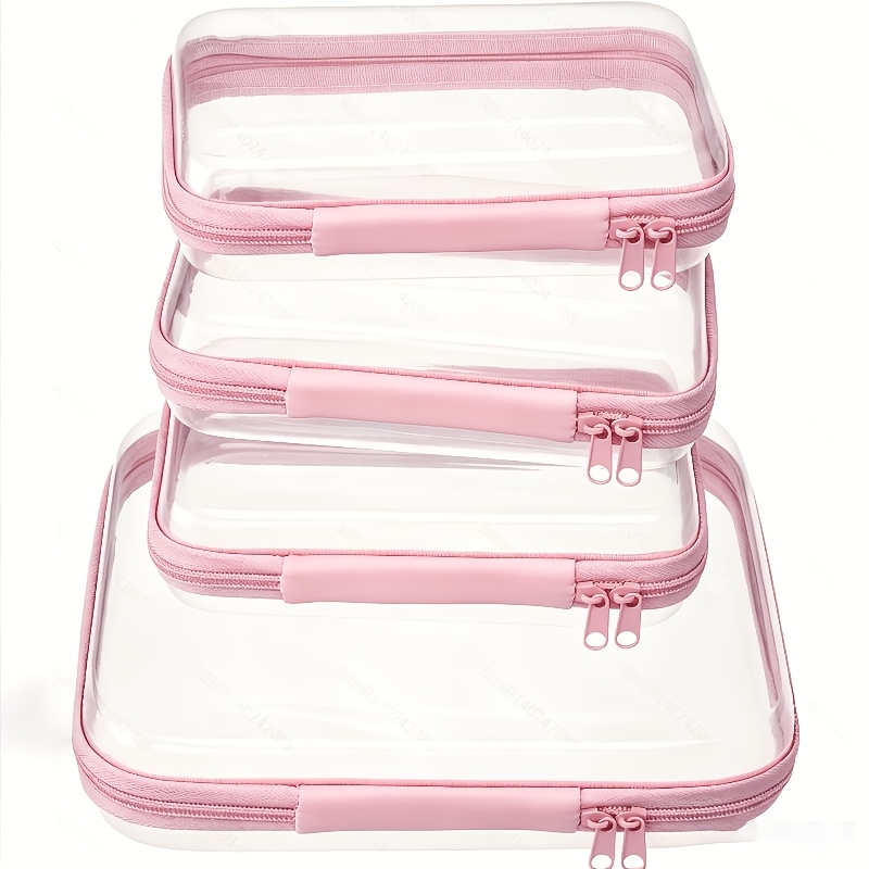 TEMU 4pcs Set Of Transparent Zipper Pouches In , Available As Zipper Cases, Travel Toiletry Bags, Diaper Bags, Toiletry Pouches, Travel Storage Bags,
