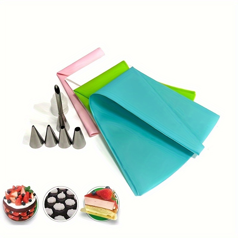 

8pcs Reusable Piping Bag Set 6 Stainless Steel Nozzles, Diy Supplies Kit (6pcs Nozzle + 1pc Pastry Bag + 1pc )