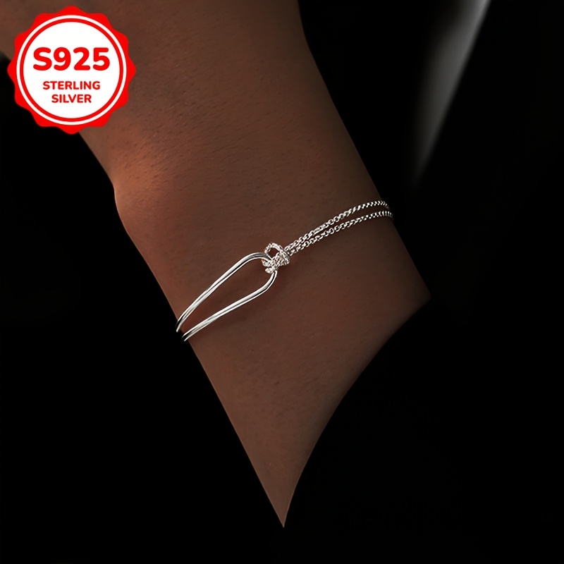 

Elegant 925 Sterling Silvery Double-layered Knot Bracelet - Chic , Casual Attire & Gifting