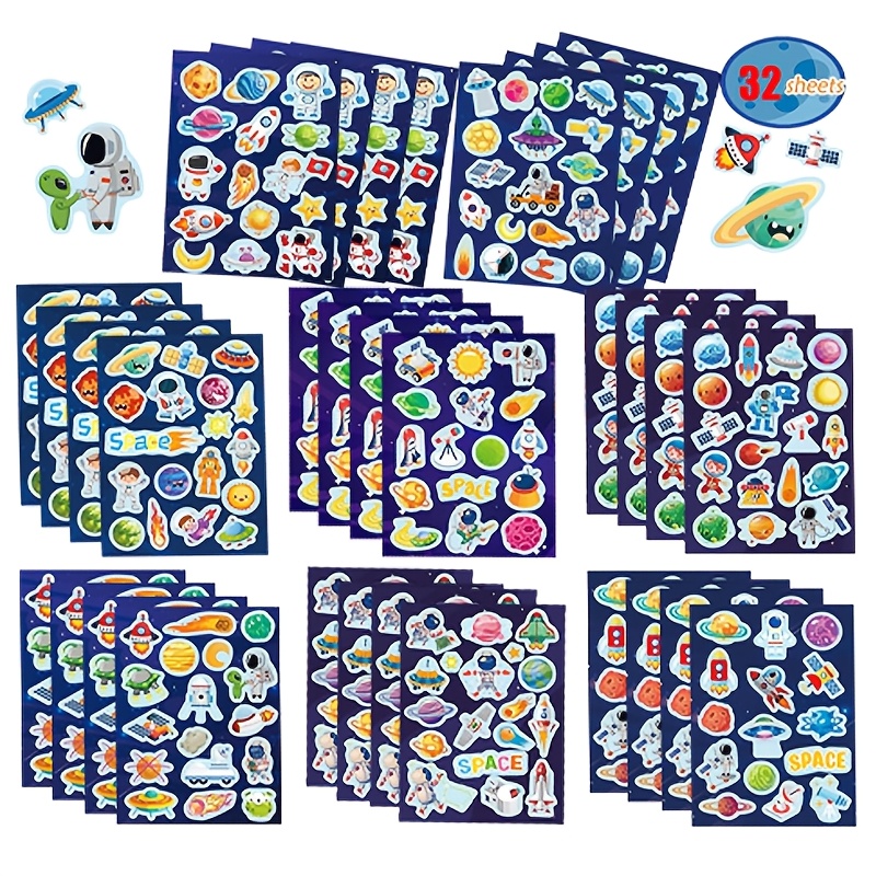 32pcs Space Themed Sticker Set, Planets, , Spaceships, And Space Stickers, Outer Space Themed Party Favors Supplies