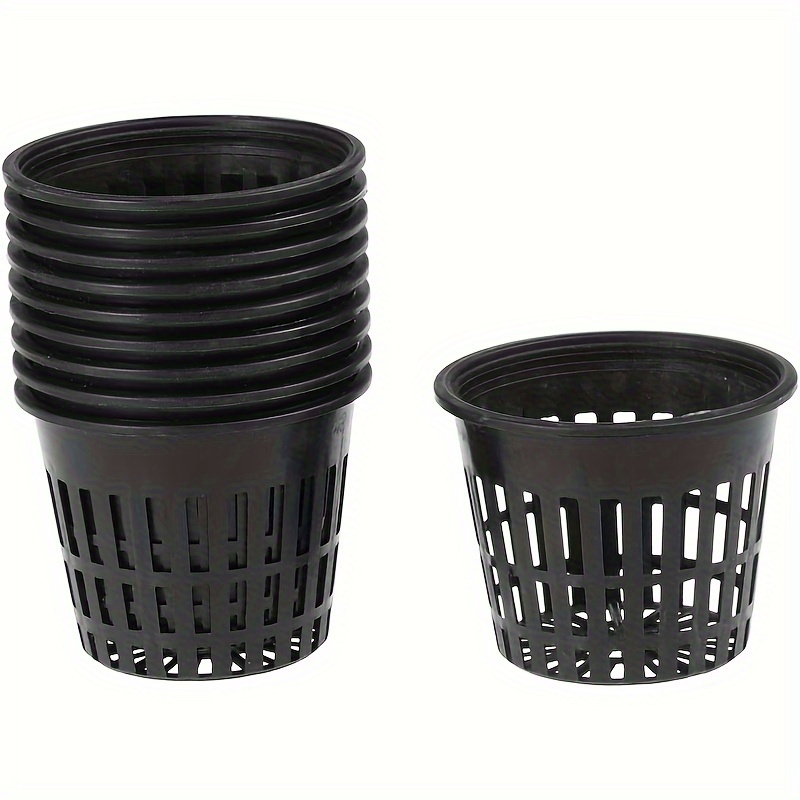 

10pcs, Black Plastic Net Cups, 3.18" Hydroponic Net Pot Bucket Baskets For Garden Supplies, Durable Slotted Mesh Planting Containers
