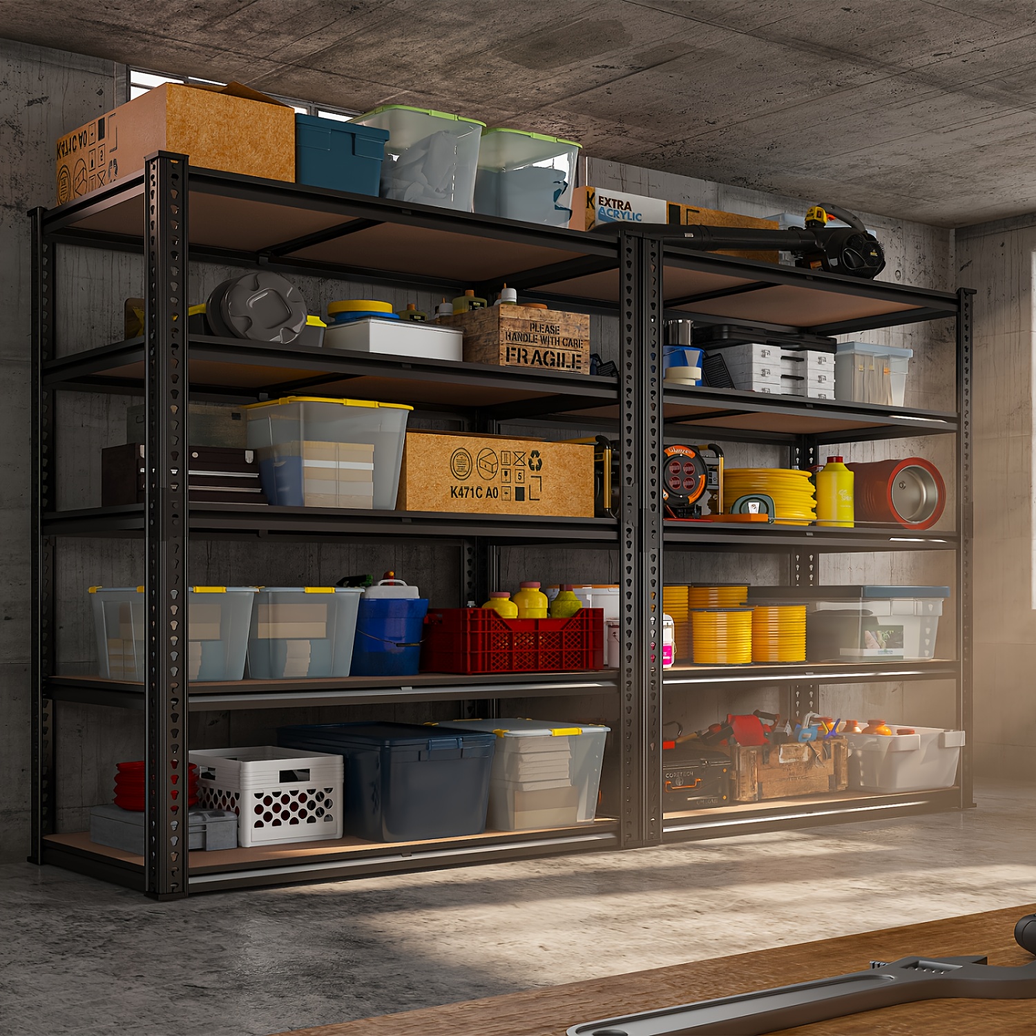 TEMU Reibii 2500lbs Garage Shelving 40" Shelves Heavy Duty Shelving 4/5 Tier Metal Shelves For Garage Shelves Adjustable Shelving Units And Storage