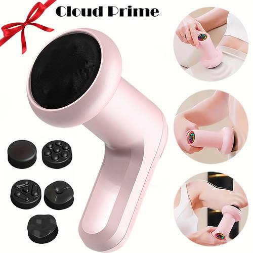 electric fascia gun for small household use 6 speed button charging model 5 massage heads for gift