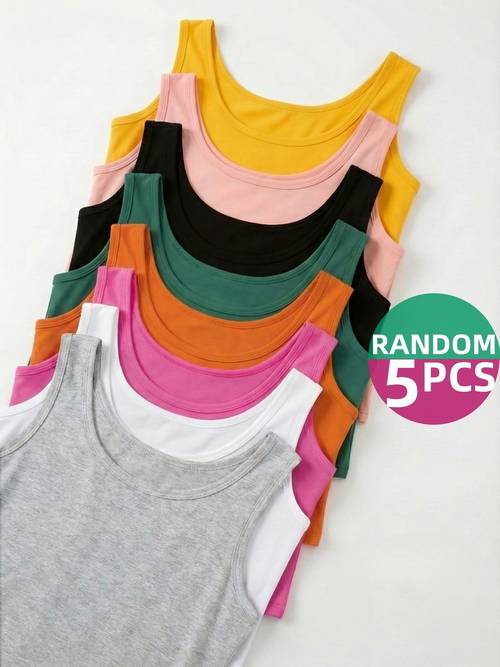 5 piezas aleatorias de chalecos ajustados para mujer, fitness, ocio, , , base , tops ajustados, transpirable y , y , múltiples colores, 5 piezas aleatorias, para nadar, correr, yoga