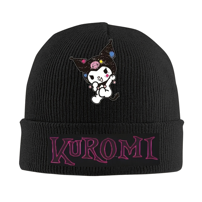 

1pc Sanrio Kouromi Knit Beanie Hat For Women - 100% Polyester, , Breathable, Cap With Cute Anime Cartoon Design, Unisex , Ideal For Halloween And Christmas Gifts