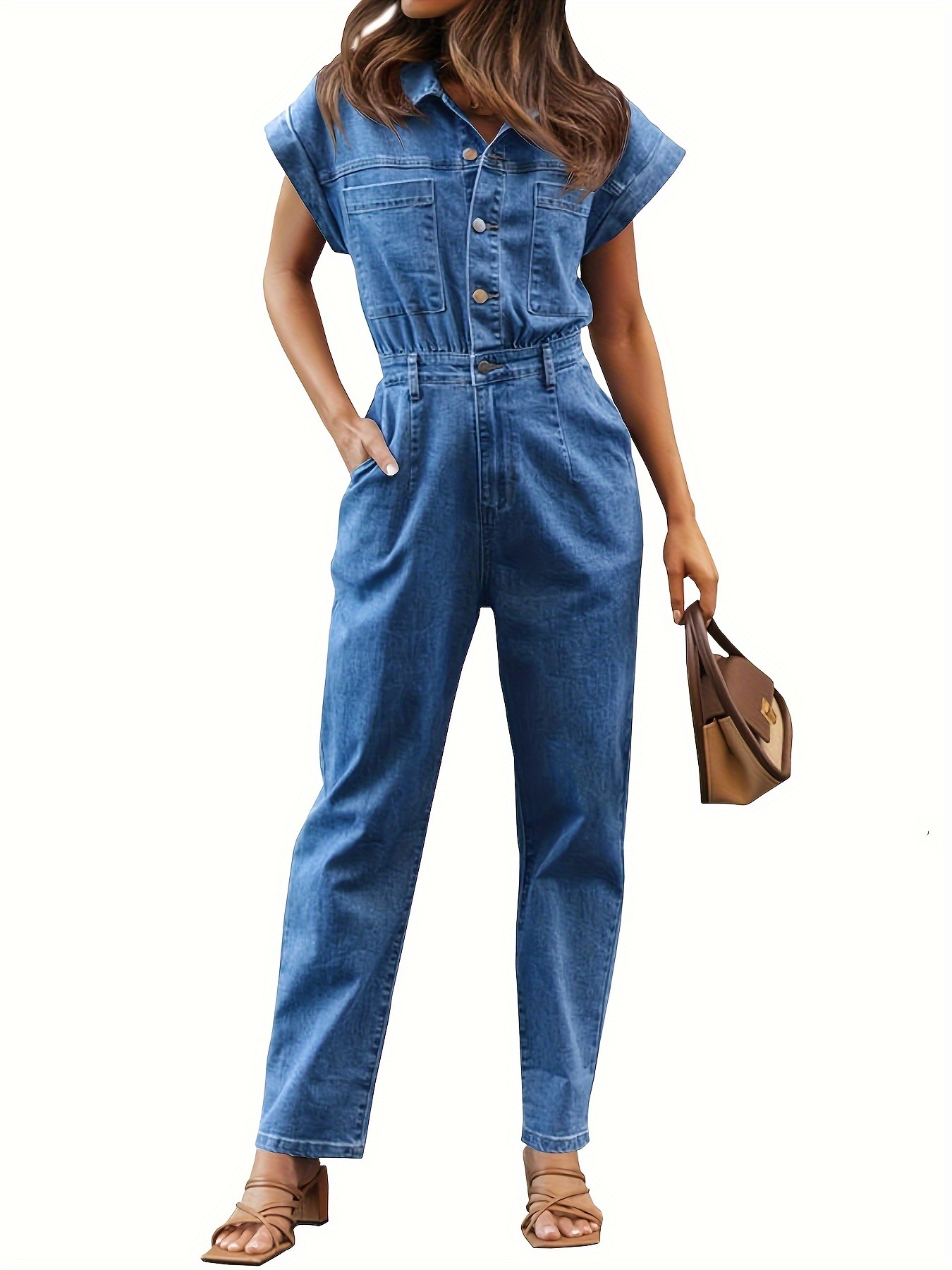 Casual Street Solid Patchwork Pocket Spaghetti Strap Straight Jumpsuits(4 Colors)