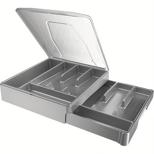 laags zilveren dienblad met deksel, keukenlade aanrecht opbergrek, met 2-laags dienblad en 9- opbergdoos