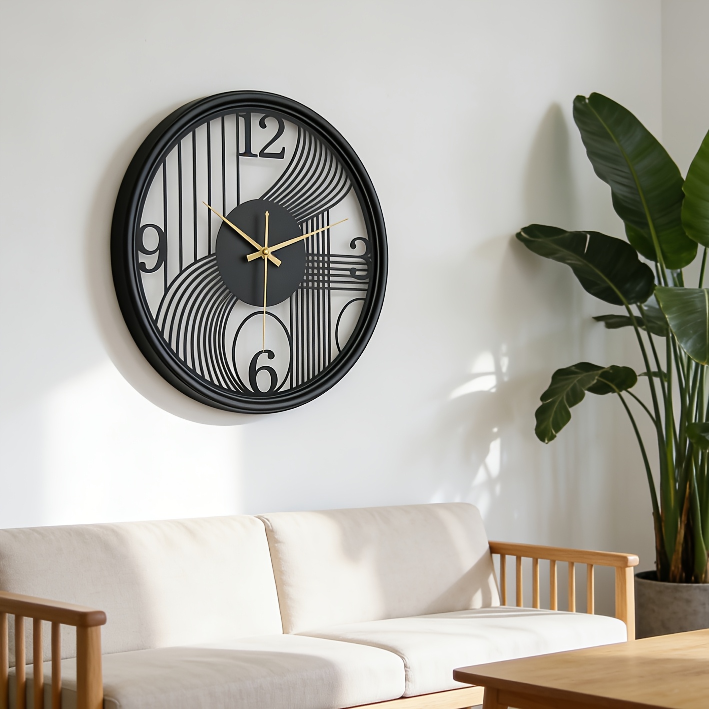 40cm/16in Iron Wall Clock Metal 3D Three-dimensional Frame Available in Three Colors (black/Golden/Silvery) Suitable for Living Room, Bedroom and Office Decoration Clocks and Watches Without Ticking Holiday Gift