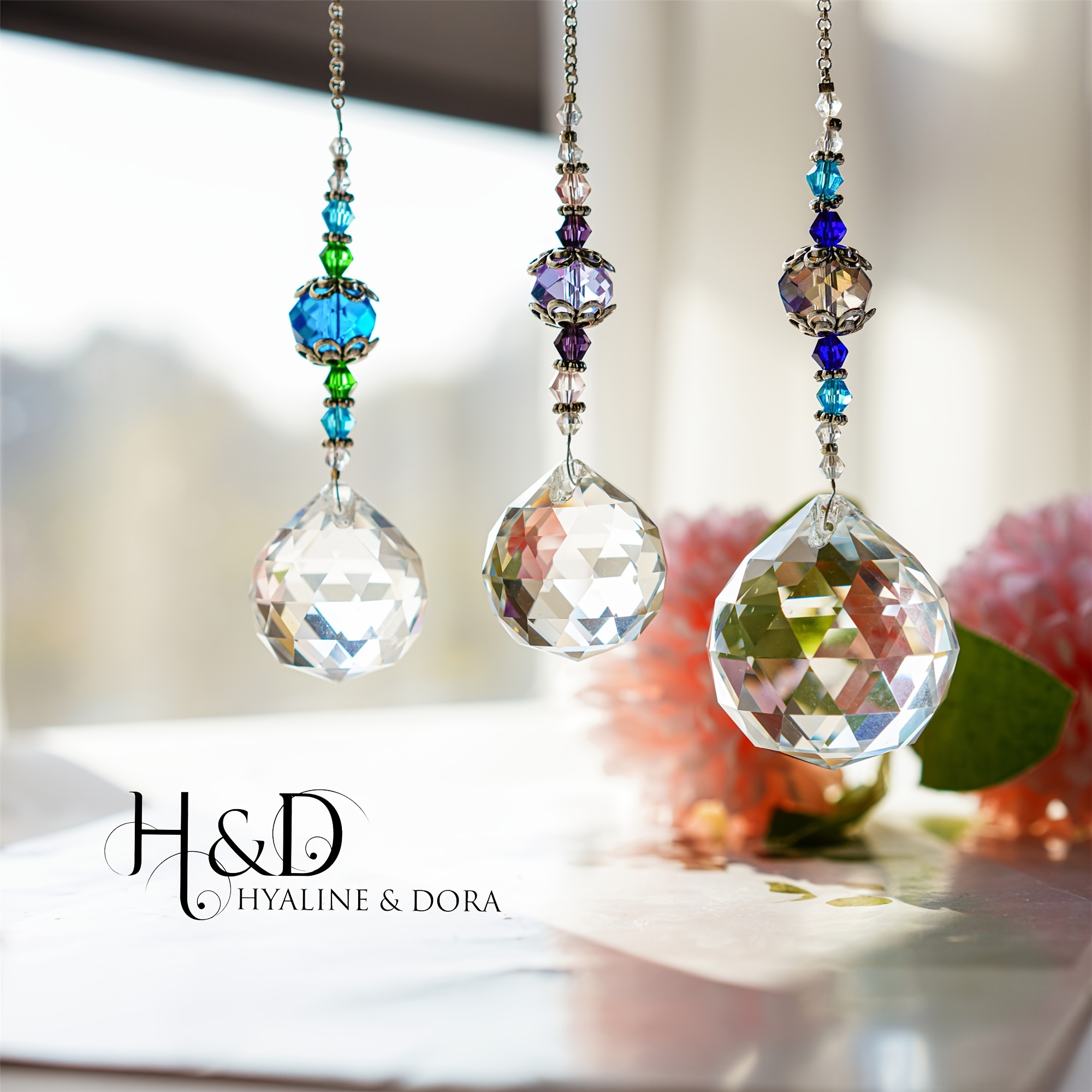 

3pcs Hanging Pendants Ornament Clear Crystal Prism Ball Rainbow Maker Window Prisms Suncatcher For Home Garden Decor