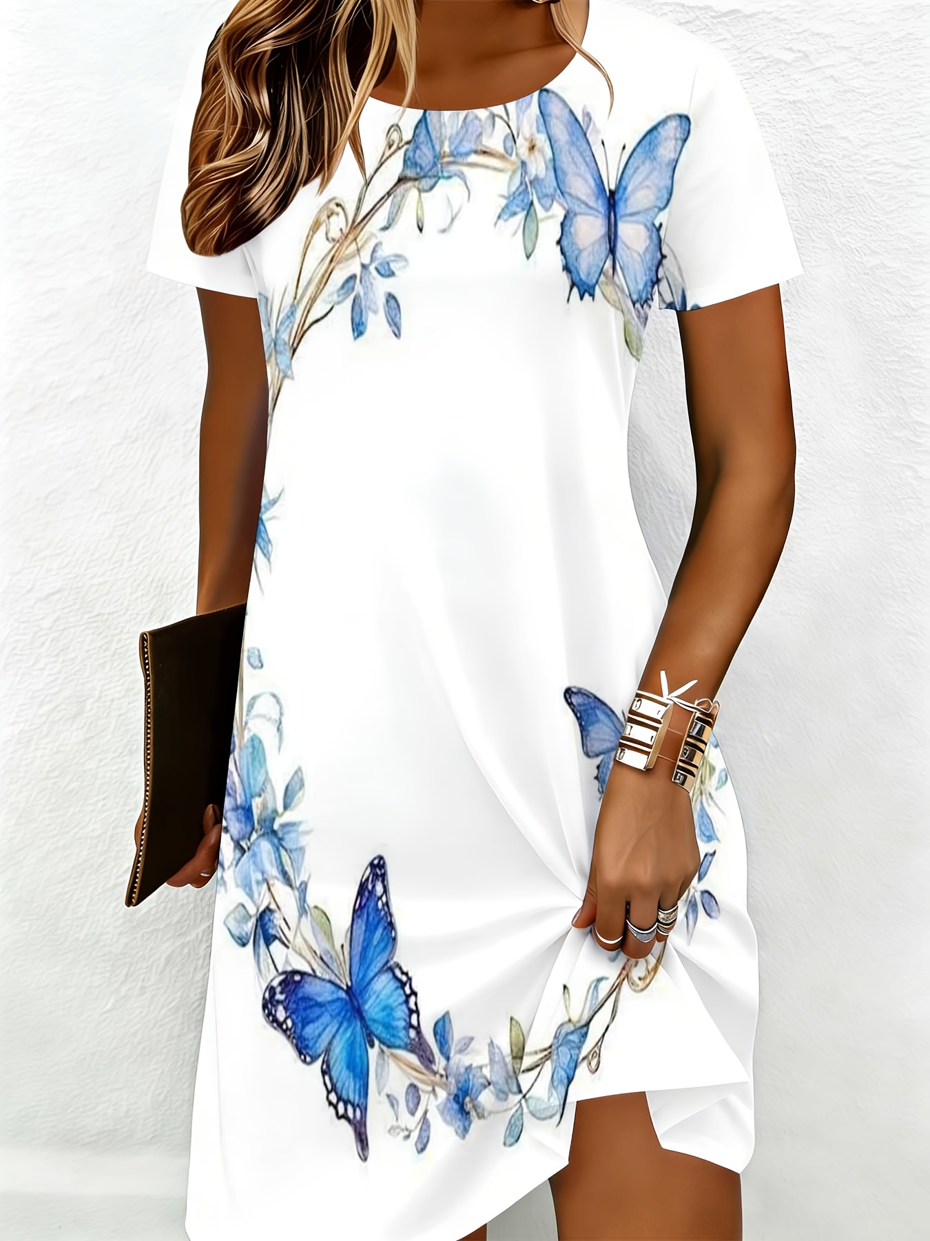 white dress with butterflies sold on Temu United States