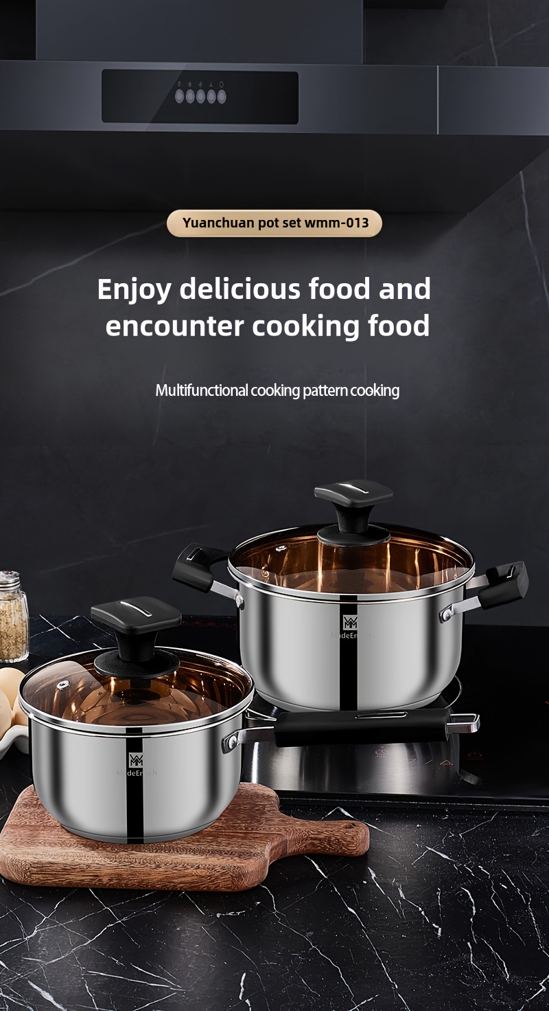 stainless steel cookware set 6 81 milk pot 8 5 soup pot easy   stove compatible   all stovetops details 0