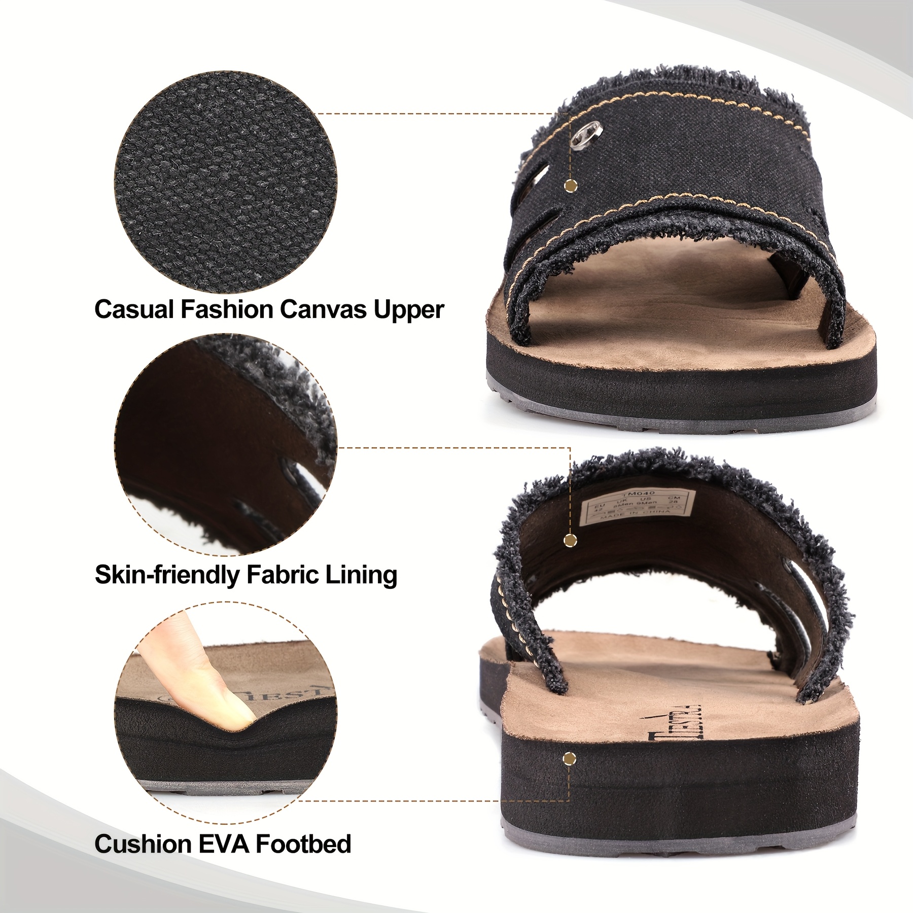 mens stylish open toe slides canvas breathable Temu Mauritius - Main Image