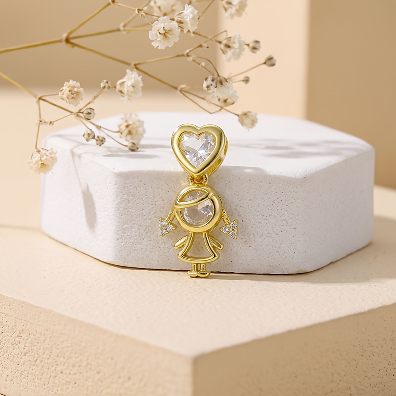 Women's Copper Heart Pendant with 18K Gold Plating & Zircon