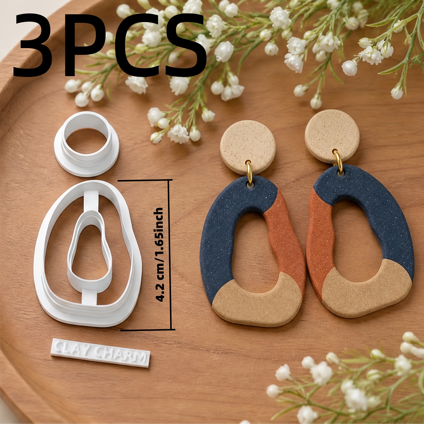 TEMU Lot de 3 emporte-pièces et moules en plastique pour pâte polymère souple, outils de fabrication de bijoux DIY avec moules à et à lettres,