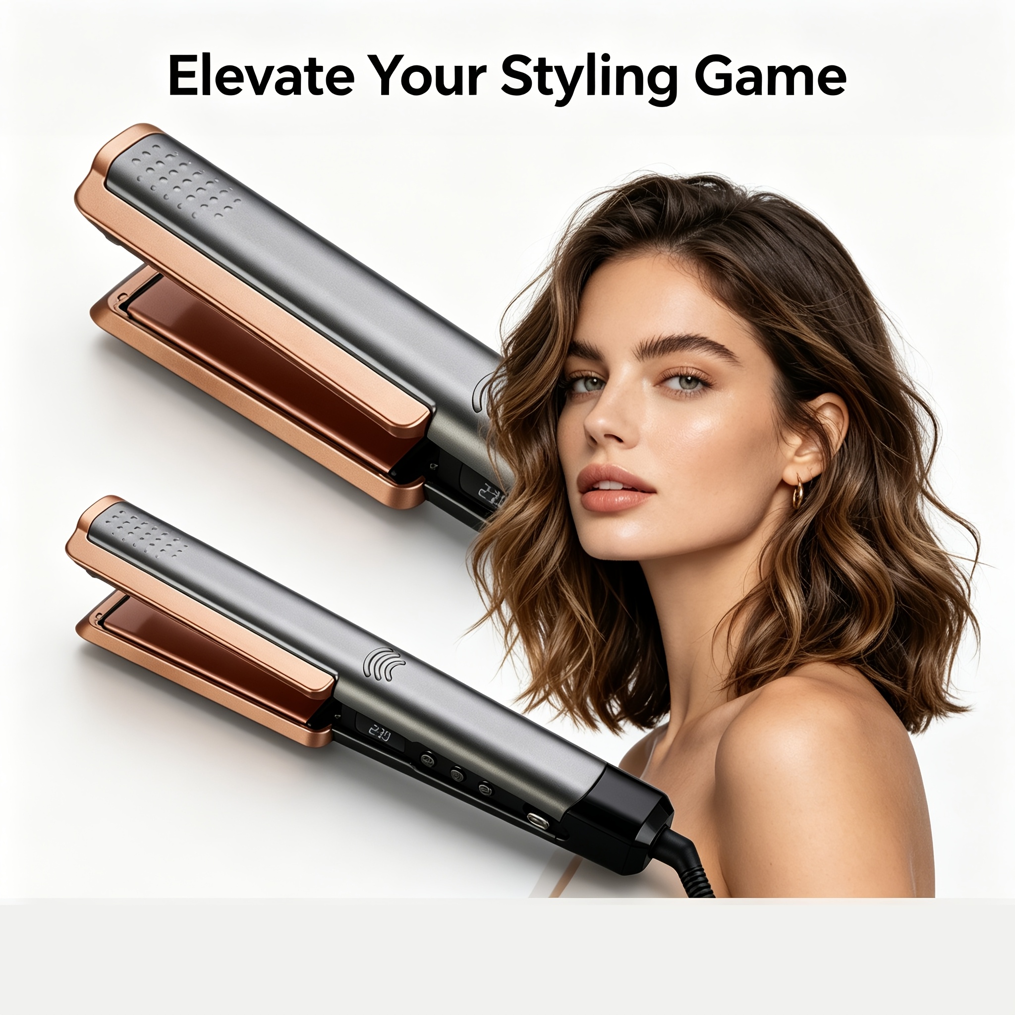 Image of [hjhhhqhy] Women's Dual- Straightener, Smooth Hair Styling Tool, Easily Hair, Designed For Beginners, Perfect For Long Or Short Curly Hair, Convenient To Carry At Home Or , For Holiday/birthday Gifts
