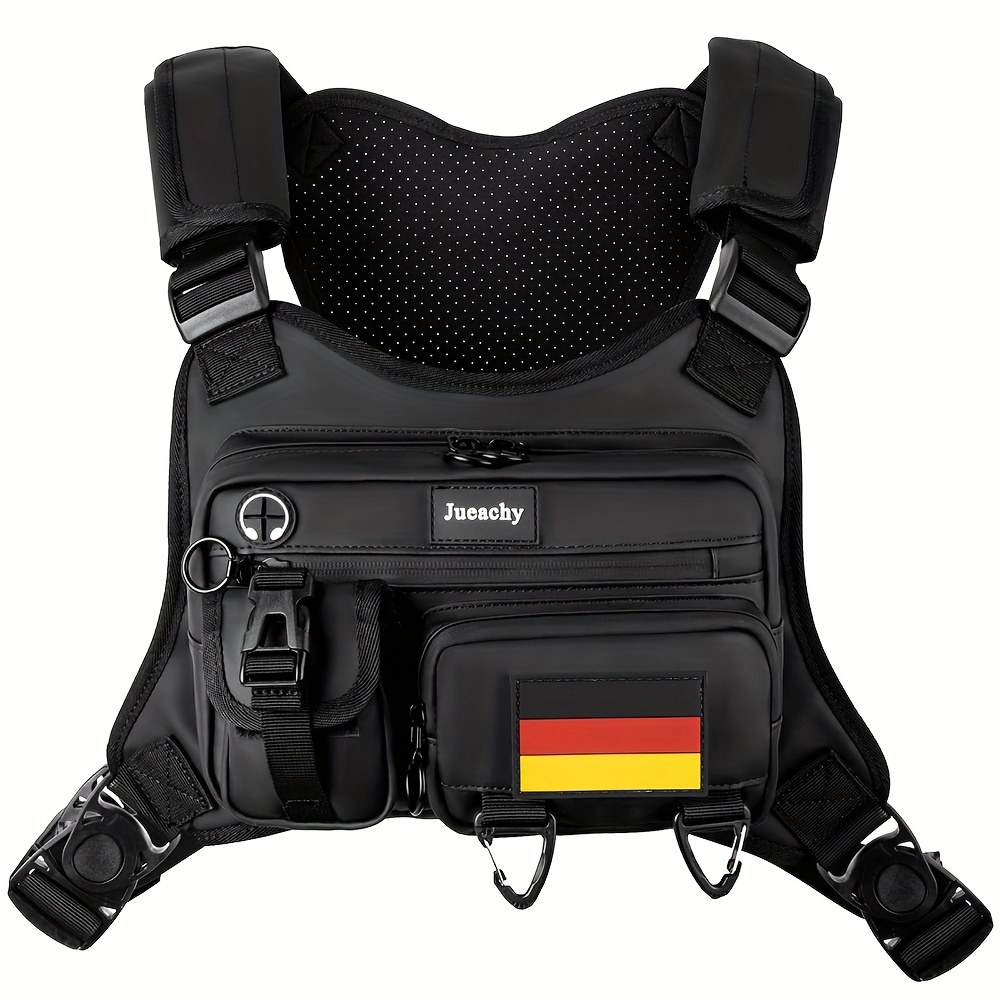 Image of Running Chest Bag For Men Women: Running Vest With Water Bottle Pouch Utility Chest Pack For Workout
