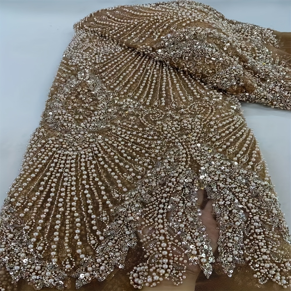 Luxurious Nigerian African Beaded Lace Fabric