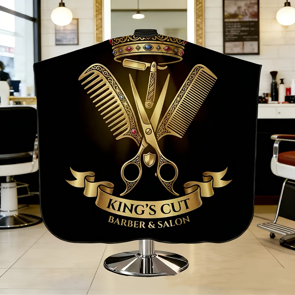 TEMU 1pc Pack, High-end Flat-printed Barber Cape, Stylish Haircutting Tool Patterned Cape, Polyester Barber Apron, Suitable For Hair Salons