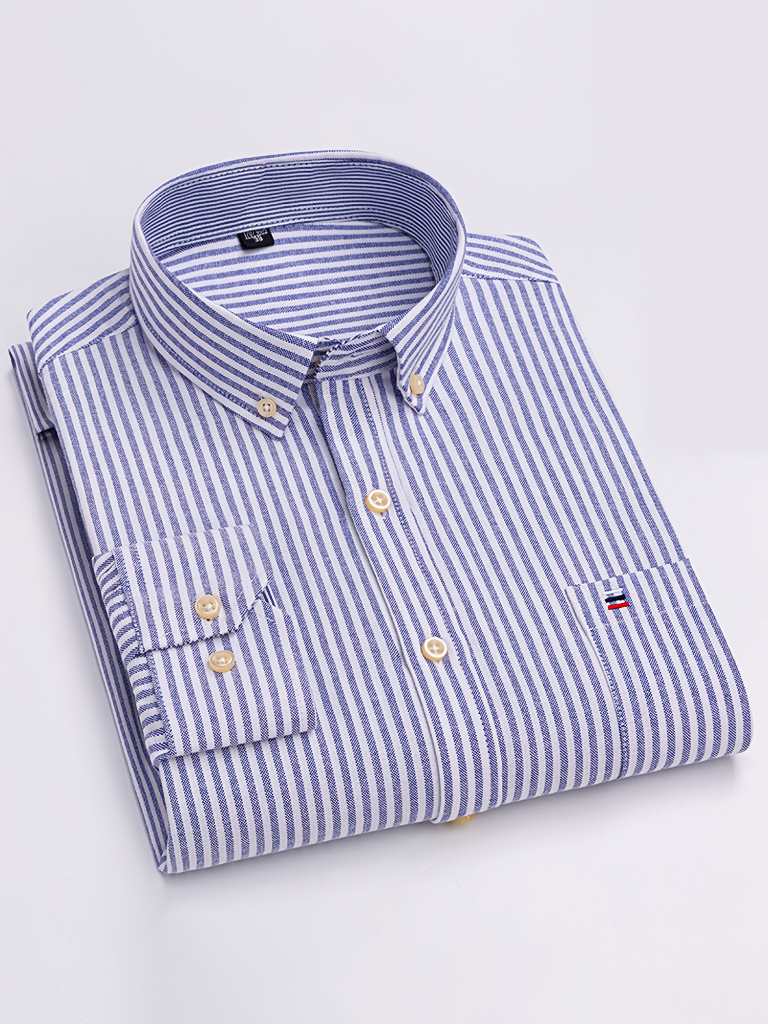 Classic Men'S Striped Oxford Shirt with Long Sleeves And Pockets, Available in Various Colors