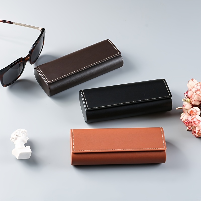 

Retro Classic Simple Glasses Case, Pu Leather Portable Sunglasses Storage Box, Durable Protective Container, Eyewear Accessories For School Office