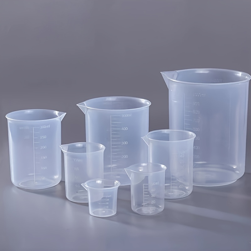 

4pcs Transparent Plastic Measuring Cup Set - 50ml, 100ml, 300ml, 500ml With Precise Graduations - Food-grade, Ideal For Beauty Salons & Diy Masks