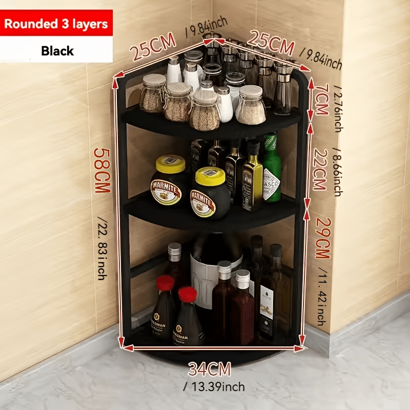 Multifunctional Kitchen Corner Storage Rack, Convenient For Storing Oil, Salt, Vinegar, Spices, And Tableware. Space- Organizer, Suitable For Countertops And Sinks, Standing Shelf