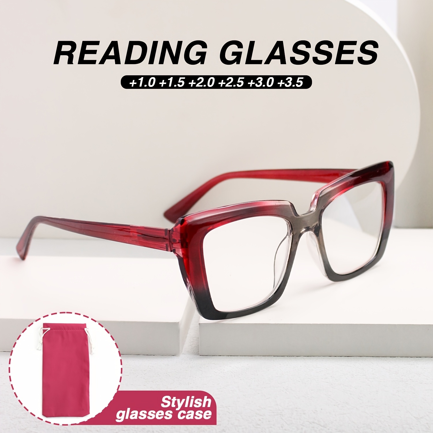3pcs Fashion Oversized Rectangular Monogram Glasses Set