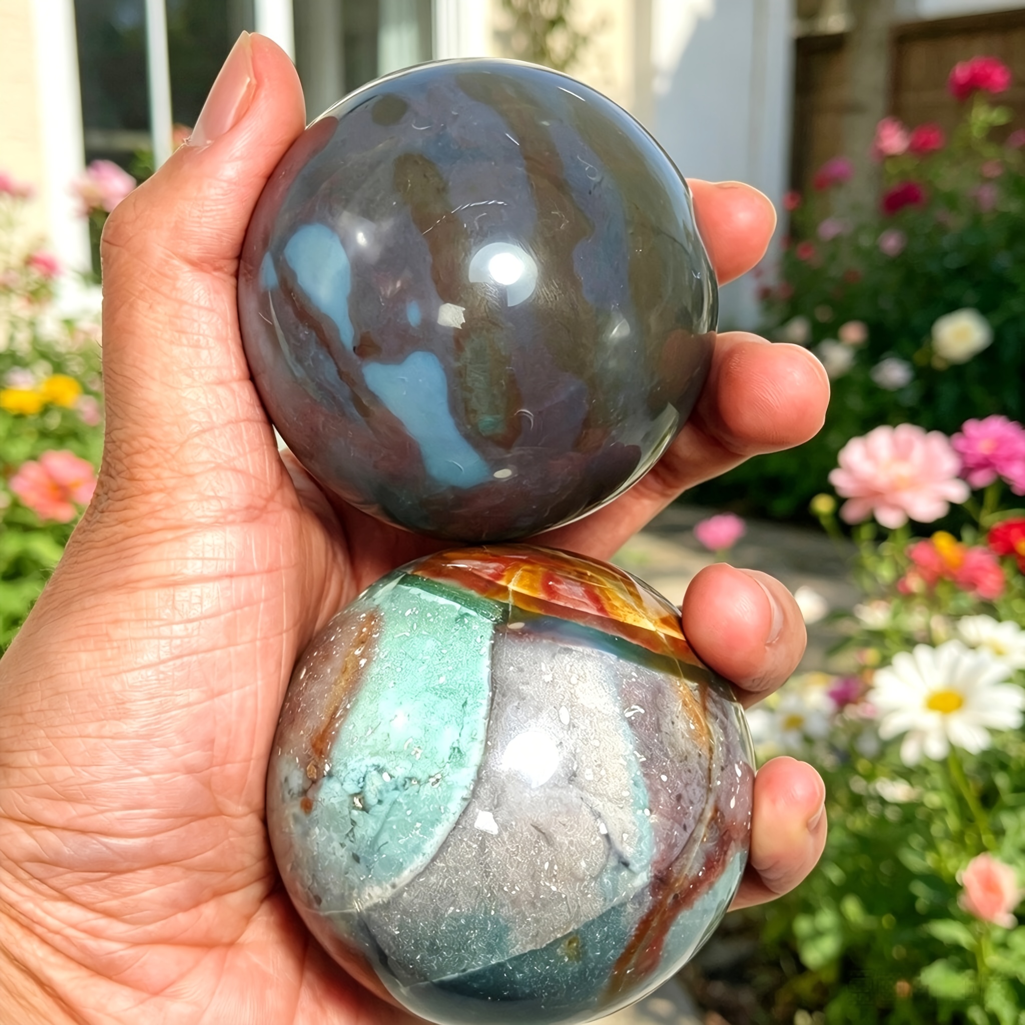 Ocean Jasper Crystal Sphere for Home Table Decor