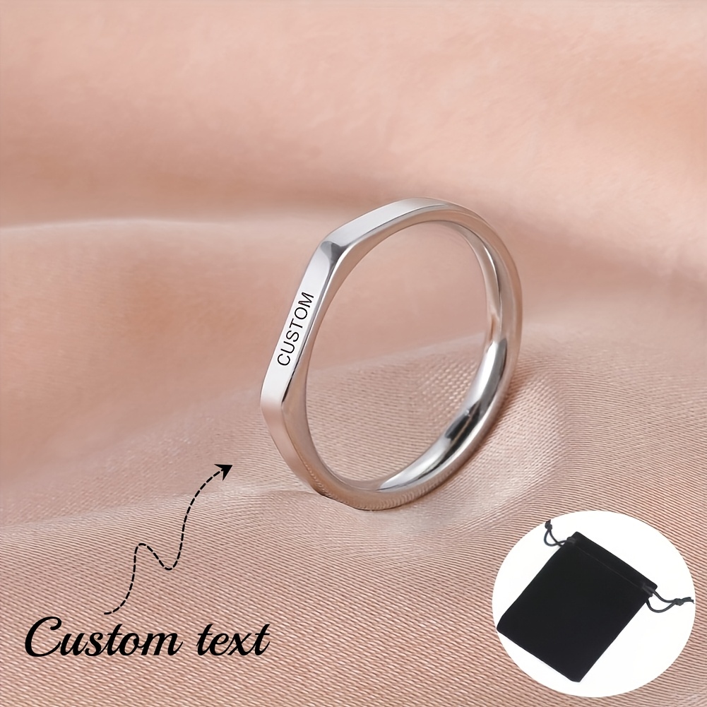 

【customization】1pc Men' Personalized Custom Namedate Name Simple Flat Ring Unisex Male And Female Simple Customization Engagement Birthday Christmas Anniversary Lover Lover Jewelry Gifts